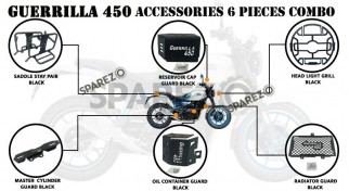 Fit For Royal Enfield Guerrilla 450 6 Pcs Accessories Combo Pack Black